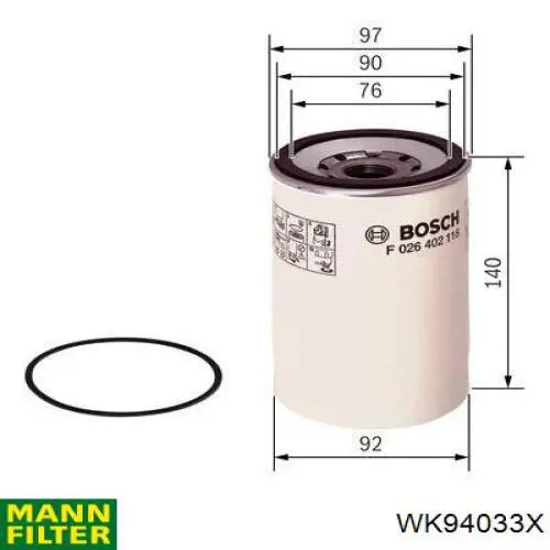 Filtro de combustível Mann-Filter WK94033X preço, a partir de 26,24 USD