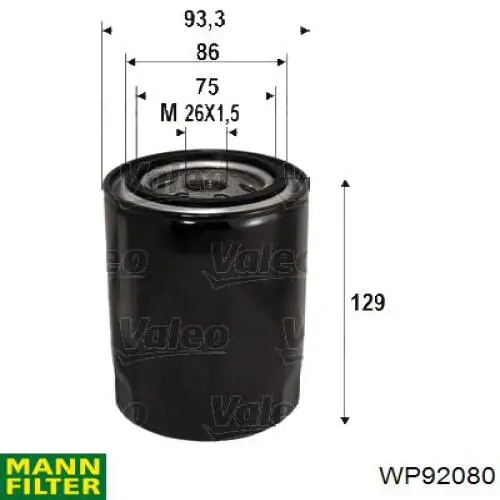 Filtro de óleo Mann-Filter WP92080 preço, a partir de 13,34 USD