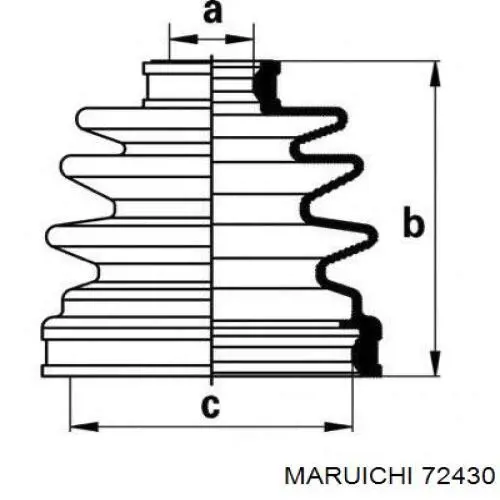 72430 Maruichi-156 Bota de proteção interna de junta homocinética do semieixo dianteiro
