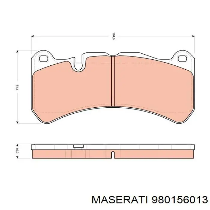 Sapatas do freio dianteiras de disco 980156013 Maserati