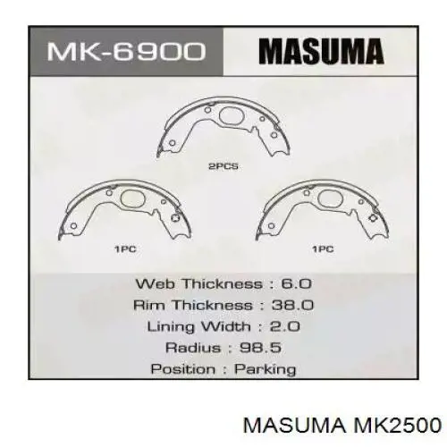 MK2500 Masuma Sapatas do freio de estacionamento