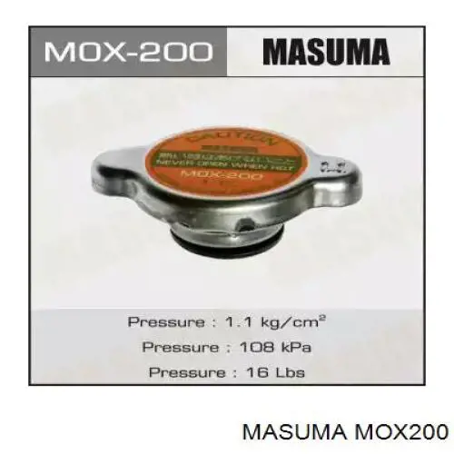 MOX200 Masuma Tampa (tampão) do radiador