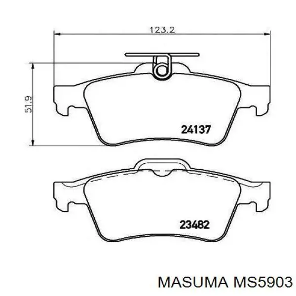 MS5903 Masuma Sapatas do freio traseiras de disco