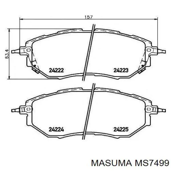 MS7499 Masuma Sapatas do freio dianteiras de disco