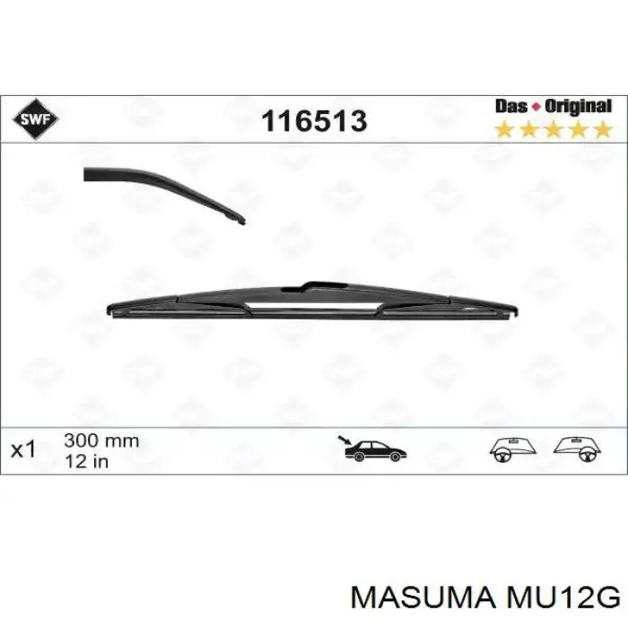 MU12G Masuma Limpa-pára-brisas de vidro traseiro