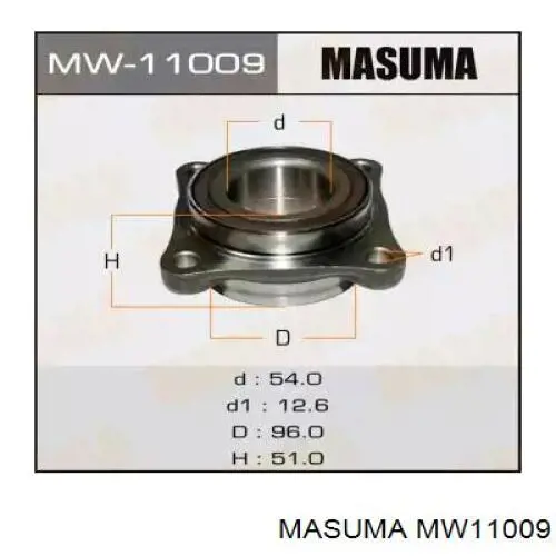 MW11009 Masuma Rolamento de cubo dianteiro