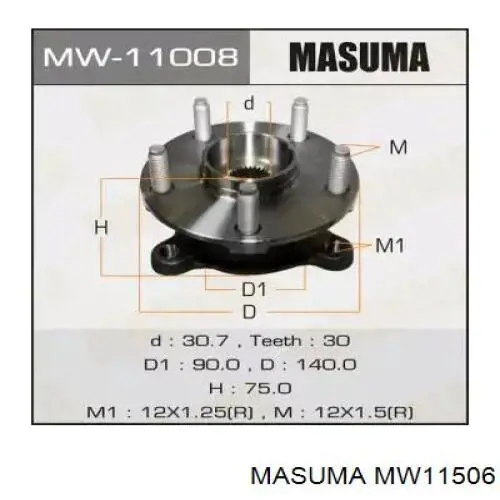 Cubo traseiro esquerdo MW11506 Masuma