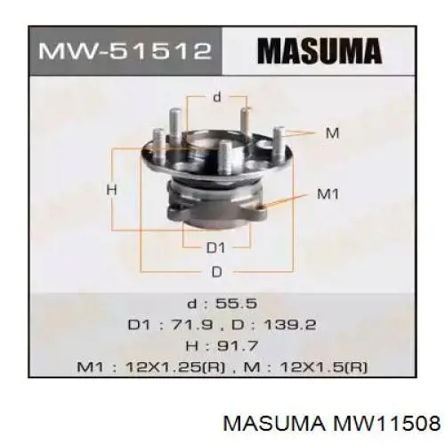 Cubo traseiro Masuma MW11508 preço, a partir de 92,91 USD