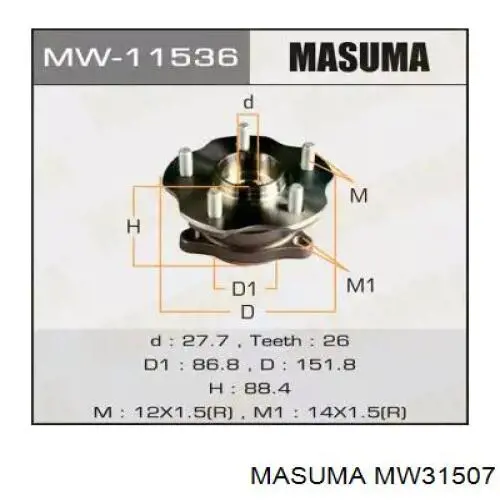 Cubo traseiro Masuma MW31507 preço, a partir de 76,63 USD