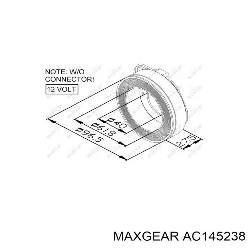 Acoplamento (bobina magnética) do compressor de aparelho de ar condicionado Maxgear AC145238 preço, a partir de 30,12 USD