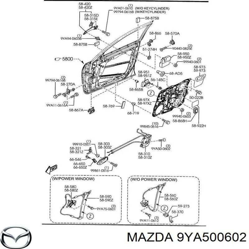 Mazda 9YA500602 preço, a partir de  USD