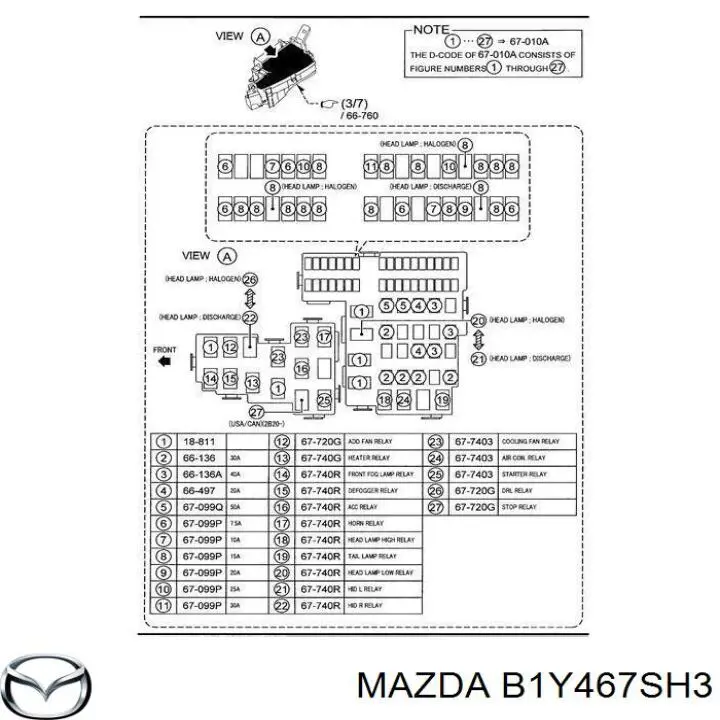 Desengate (ficha) das luzes Mazda B1Y467SH3 preço, a partir de 24,89 USD