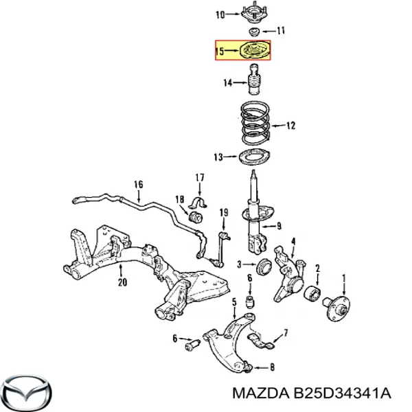 Copo de suporte superior de mola dianteira Mazda B25D34341A preço, a partir de 21,32 USD