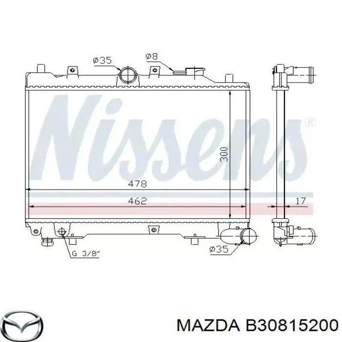Radiador de esfriamento de motor Mazda B30815200 preço, a partir de 427,73 USD