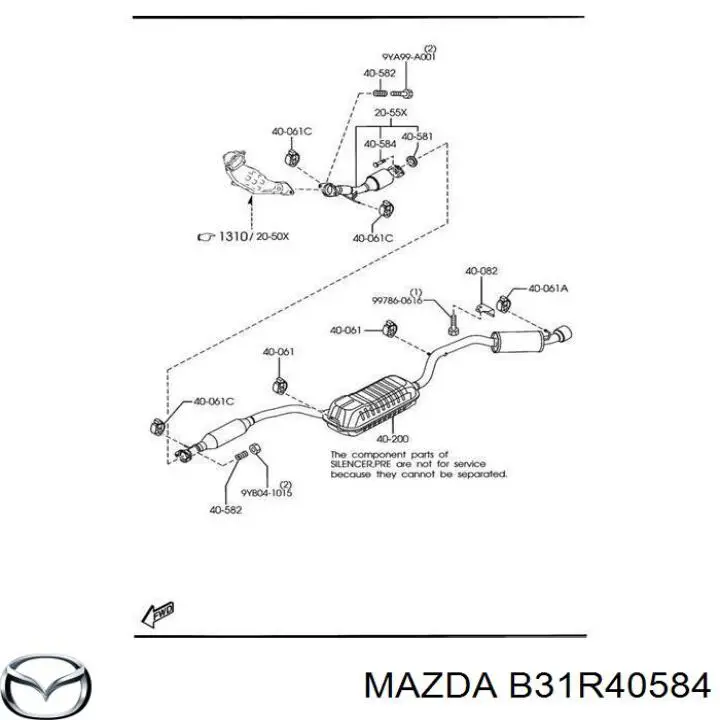 Prego de tubo coletor de escape Mazda B31R40584 preço, a partir de 13,05 USD
