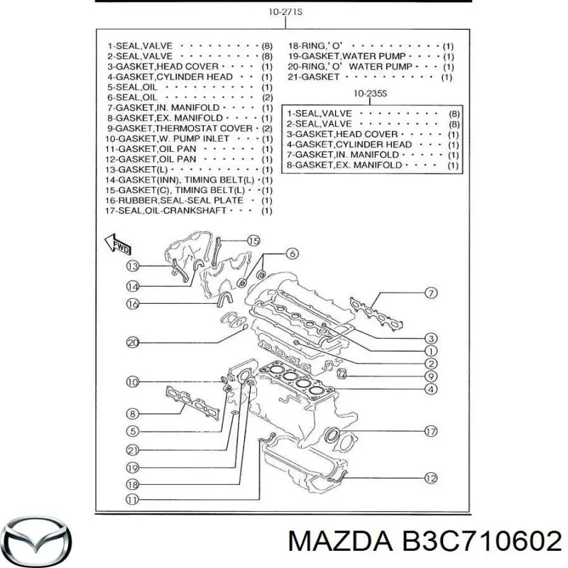 Compre B3C710602 Mazda Vedação dianteira de cambota de motor