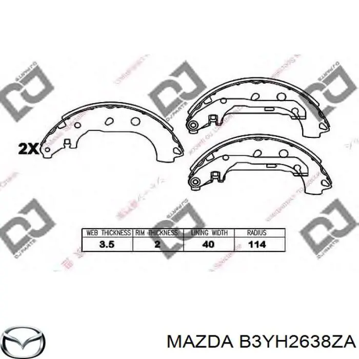 Sapatas do freio traseiras de tambor Mazda B3YH2638ZA preço, a partir de 110,88 USD