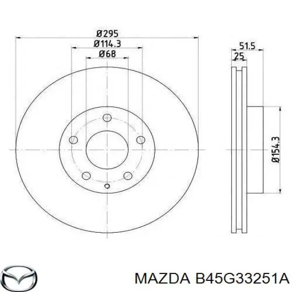 B45G33251A Mazda Disco do freio dianteiro