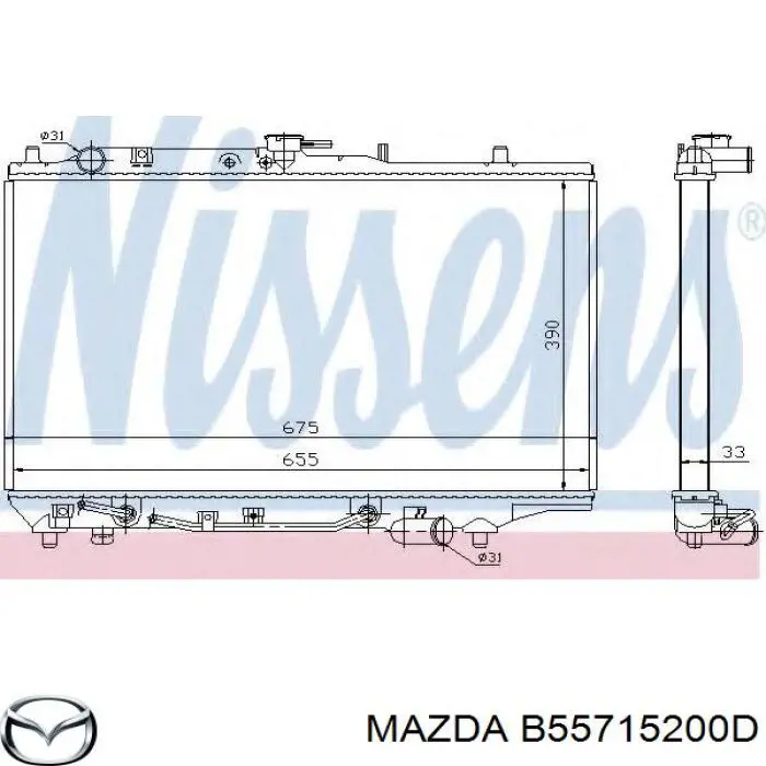 Radiador de esfriamento de motor B55715200D Mazda