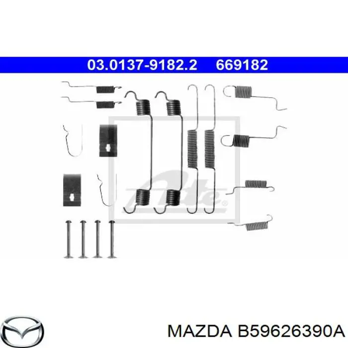 Kit de montagem das sapatas traseiras de tambor Mazda 323 F IV BG