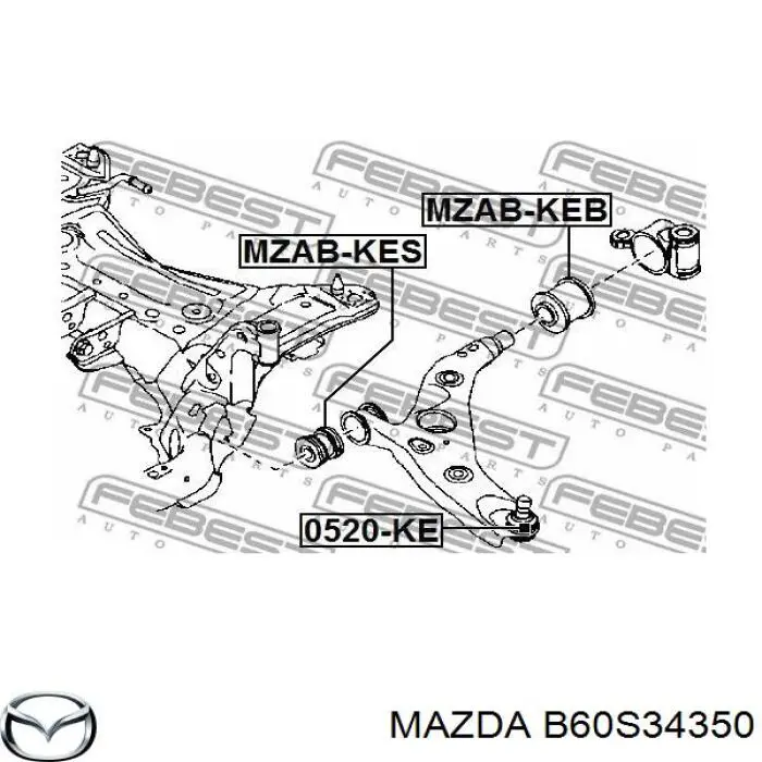 B60S34350 Mazda Braço oscilante inferior esquerdo de suspensão dianteira