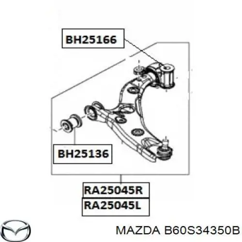 Braço oscilante inferior esquerdo de suspensão dianteira Mazda B60S34350B preço, a partir de 79,48 USD