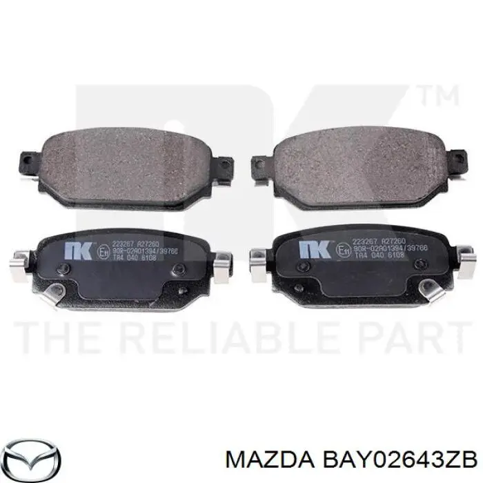 BAY02643ZB Mazda Sapatas do freio dianteiras de disco