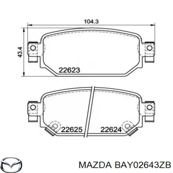 Sapatas do freio dianteiras de disco Mazda BAY02643ZB preço, a partir de 98,29 USD