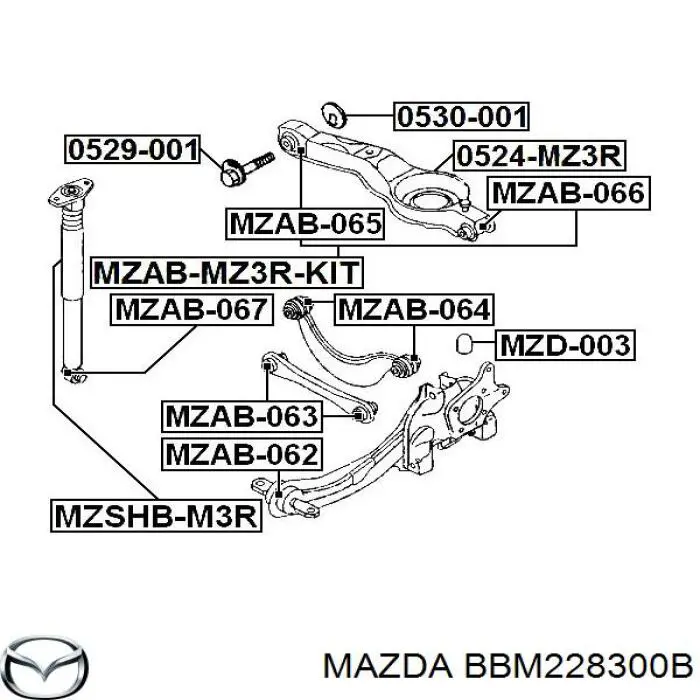 Braço oscilante inferior esquerdo de suspensão traseira/direita Mazda BBM228300B preço, a partir de 62,34 USD