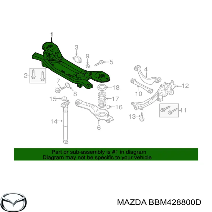 Viga de suspensão traseira (plataforma veicular) Mazda BBM428800D preço, a partir de 315,11 USD