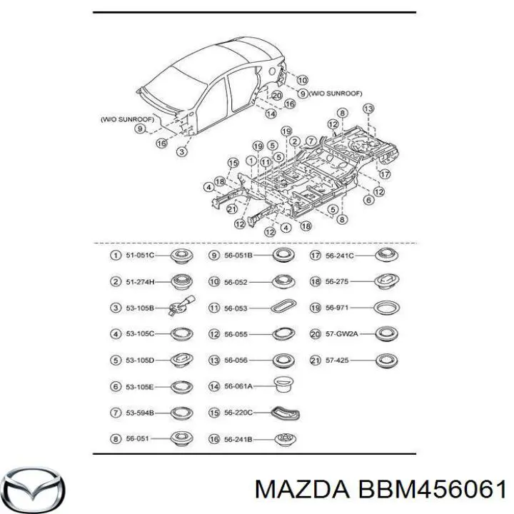 Tampão de fundo de carroçaria Mazda 3  BM, BN