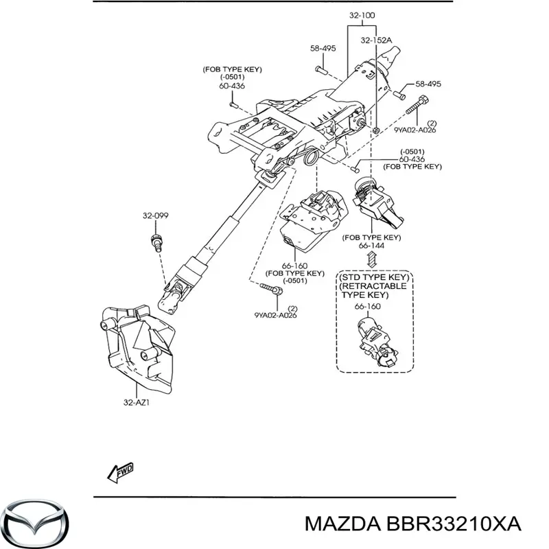 Coluna da direção para Mazda 3  BL