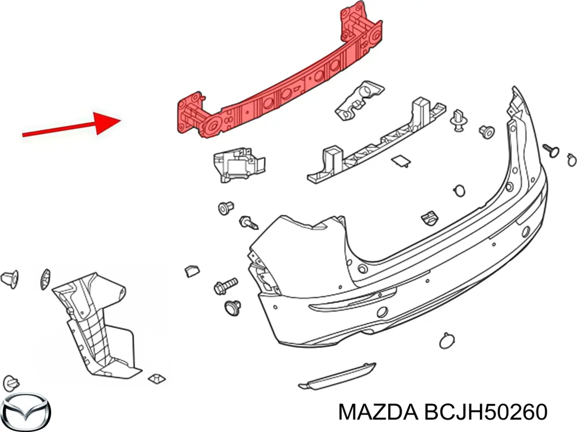 Compre BCJH50260 Mazda Reforçador do pára-choque traseiro