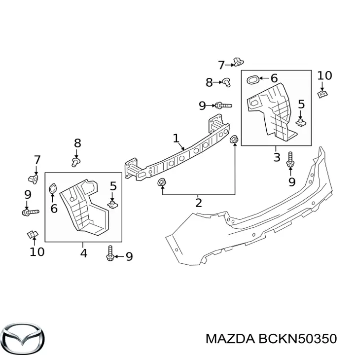 BCKN50350 Mazda Protetor de lama traseiro esquerdo