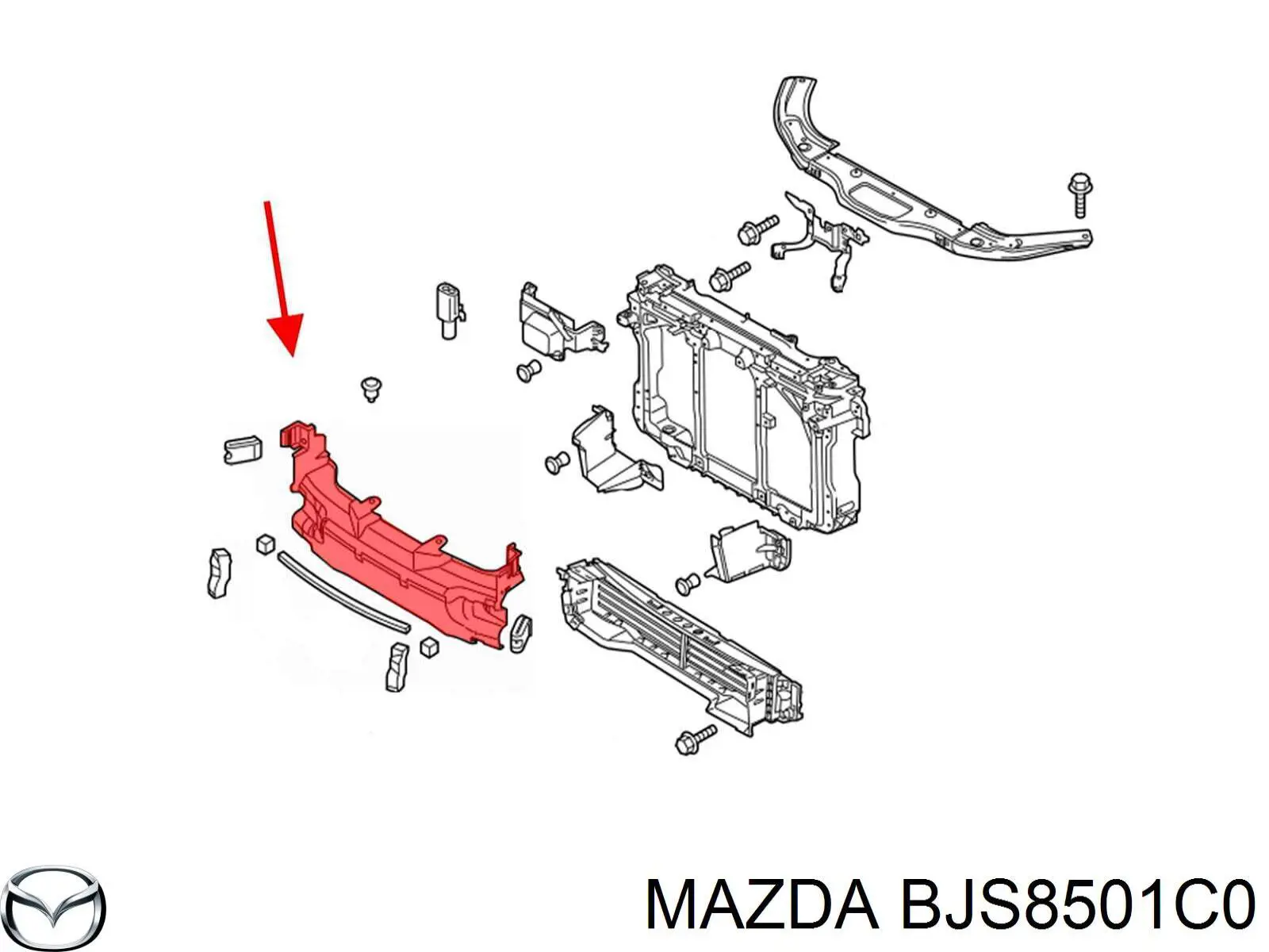 BHN2501C0B Mazda Conduto de ar (defletor) do radiador