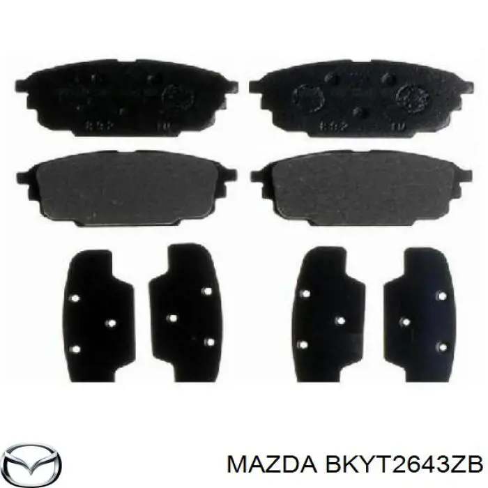 Sapatas do freio traseiras de disco BKYT2643ZB Mazda