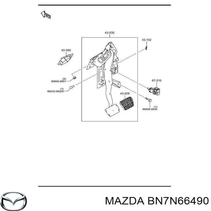 Sensor de ativação do sinal de parada Mazda BN7N66490