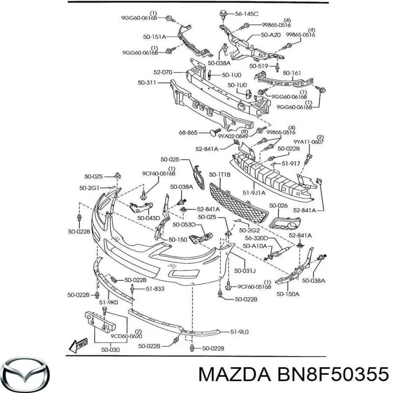 Grelha do radiador Mazda BN8F50355 preço, a partir de 82,56 USD