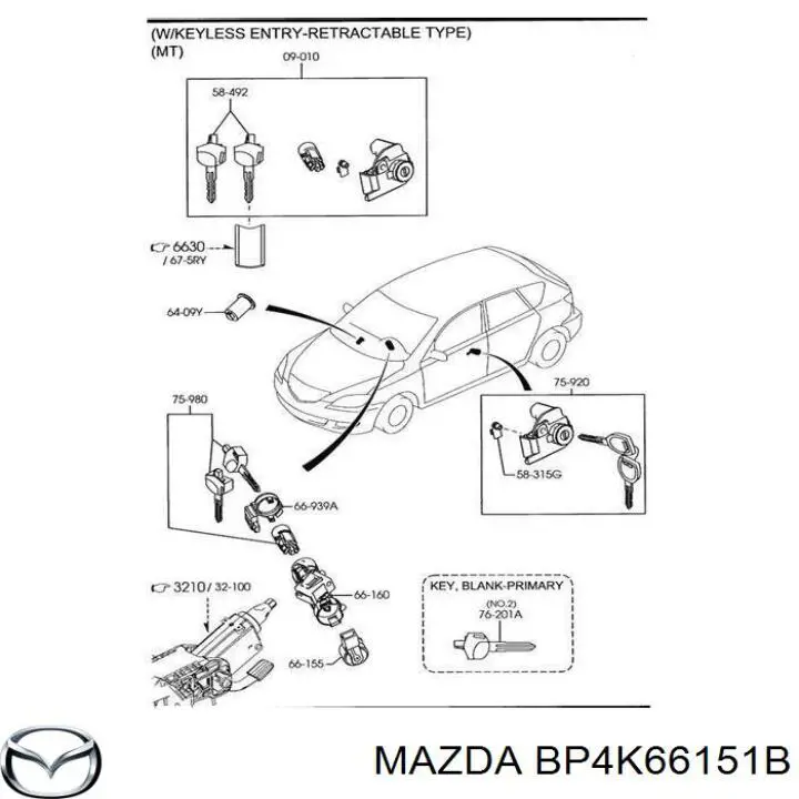 Grupo de contato de fecho de ignição para Mazda 5 I CR