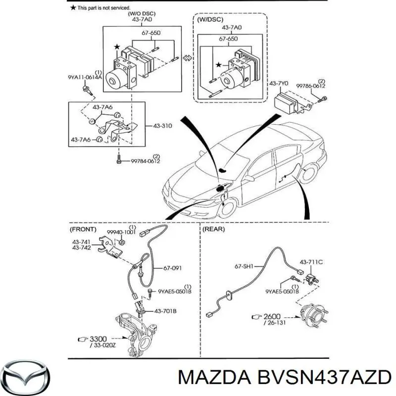 BVSN437AZD Mazda Unidade hidráulico de controlo ABS