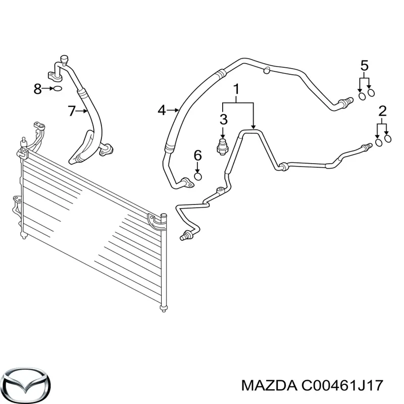 C00461J17 Mazda Vedante anular de tubo de aparelho de ar condicionado