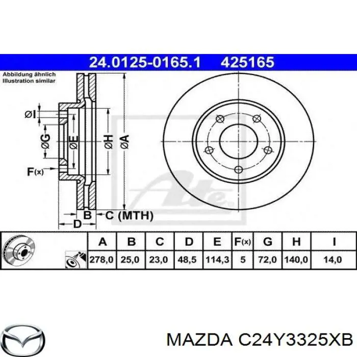 Compre C24Y3325XB Mazda Disco do freio dianteiro