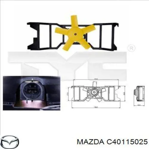 Ventilador elétrico de esfriamento montado (motor + roda de aletas) para Mazda 2 I DY