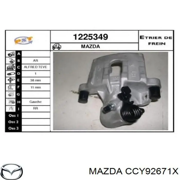 Suporte do freio traseiro esquerdo Mazda CCY92671X preço, a partir de 70,32 USD