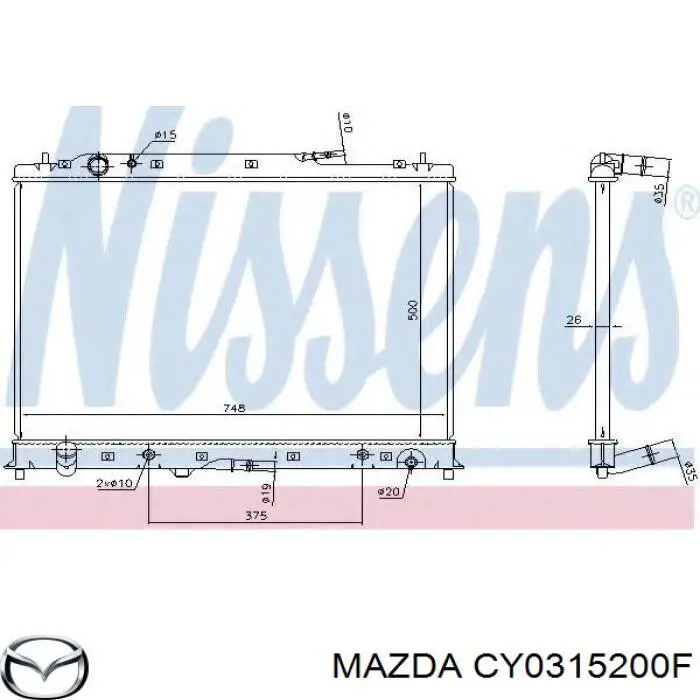 Radiador de esfriamento de motor Mazda CY0315200F preço, a partir de 164,35 USD