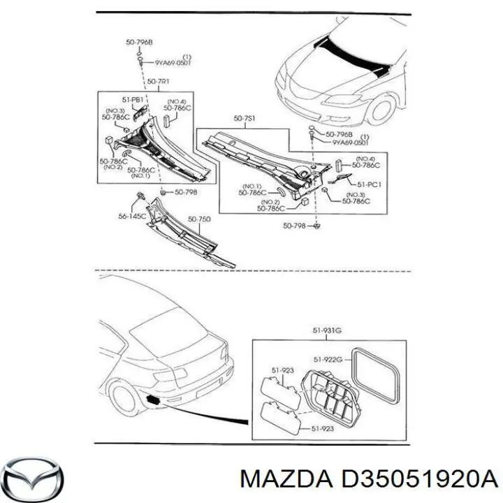 Grelha traseira esquerda de ventilação de salão Mazda D35051920A preço, a partir de 27,14 USD