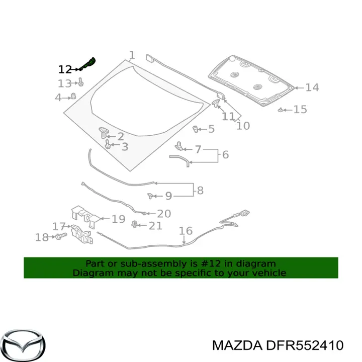 DFR552410 Mazda Gozno da capota direito