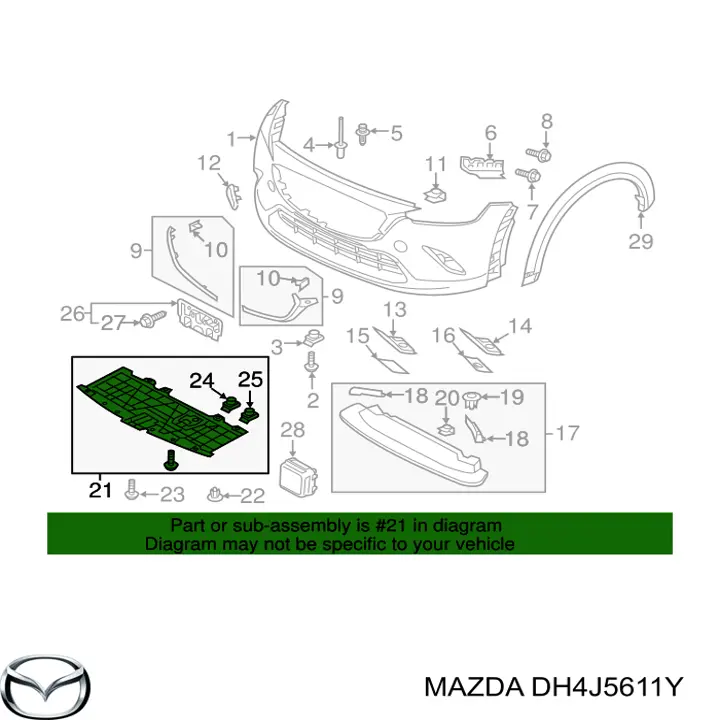 DH4J5611Y Mazda Proteção do pára-choque dianteiro