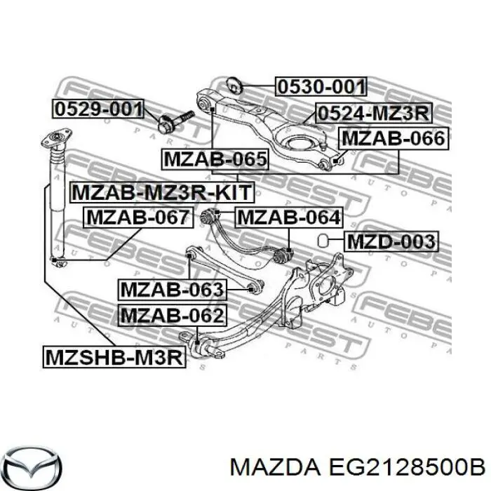 Compre EG2128500B Mazda Barra transversal de suspensão traseira