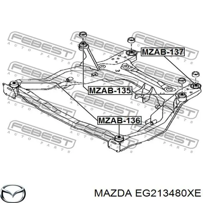 Viga de suspensão dianteira (plataforma veicular) Mazda EG213480XE preço, a partir de 438,32 USD